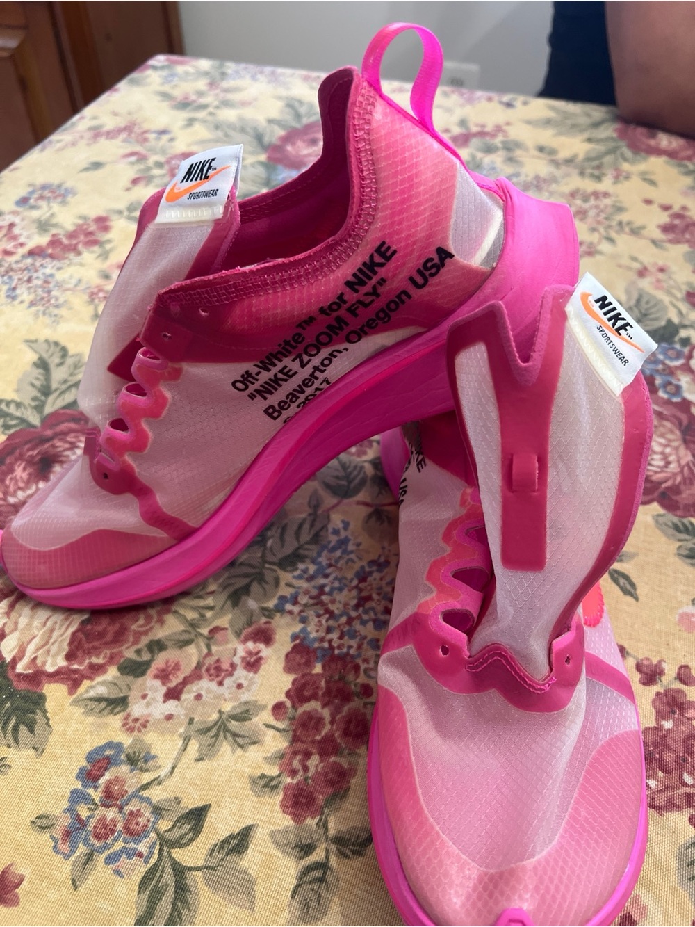 Off-White x Nike Zoom Fly SP "Tulip Pink" (Style: AJ4588-600) Men’s - Picture 4 of 13